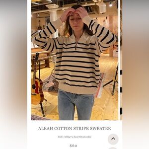 Brandy Melville Black and Cream Zip Up Sweater